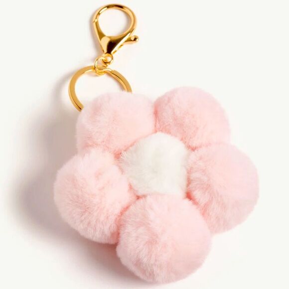 Iron Moon Boutique Handbags - XMAS SALE Baby Pink Retro Flower Plush Bag Charm Keychain